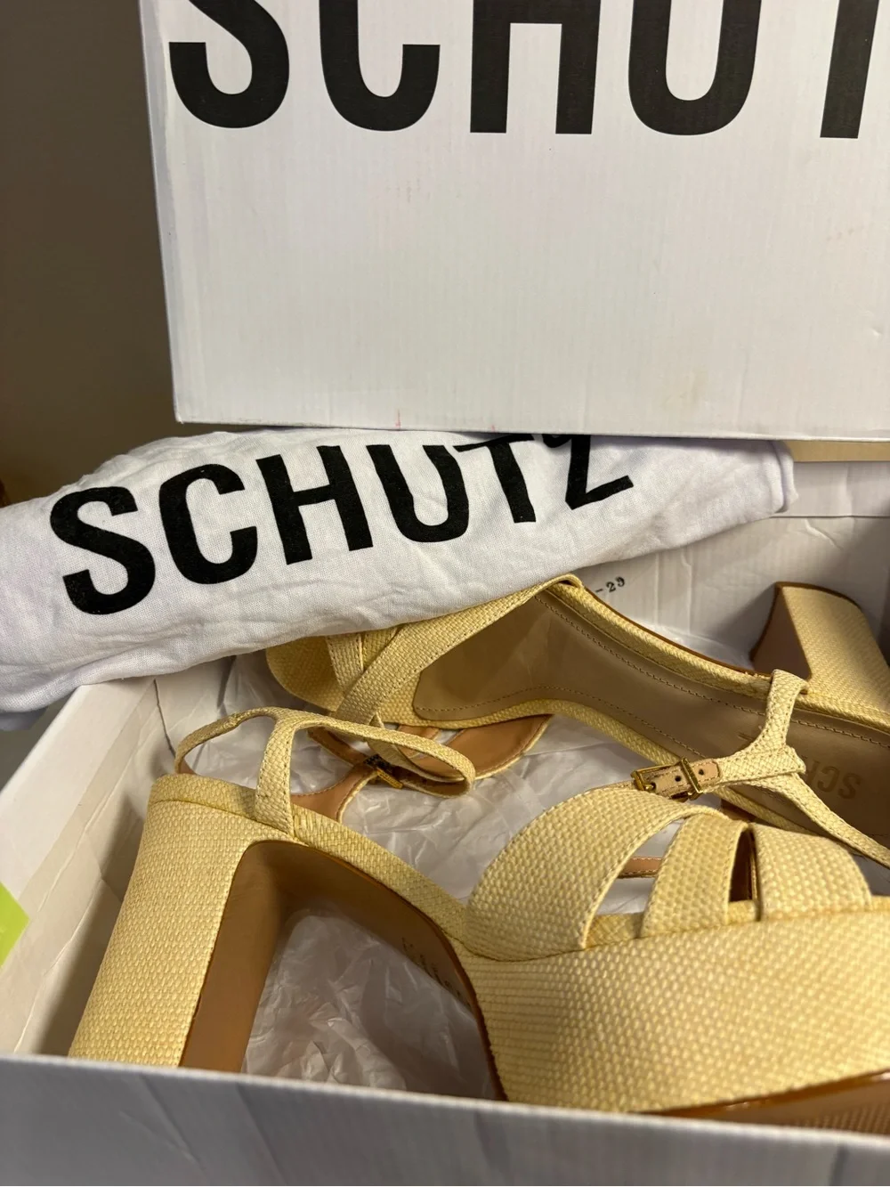 SCHUTZ Keefa Raffia Platform Block Heel Sandals Natural Size 9 NIB Box Dust Bag